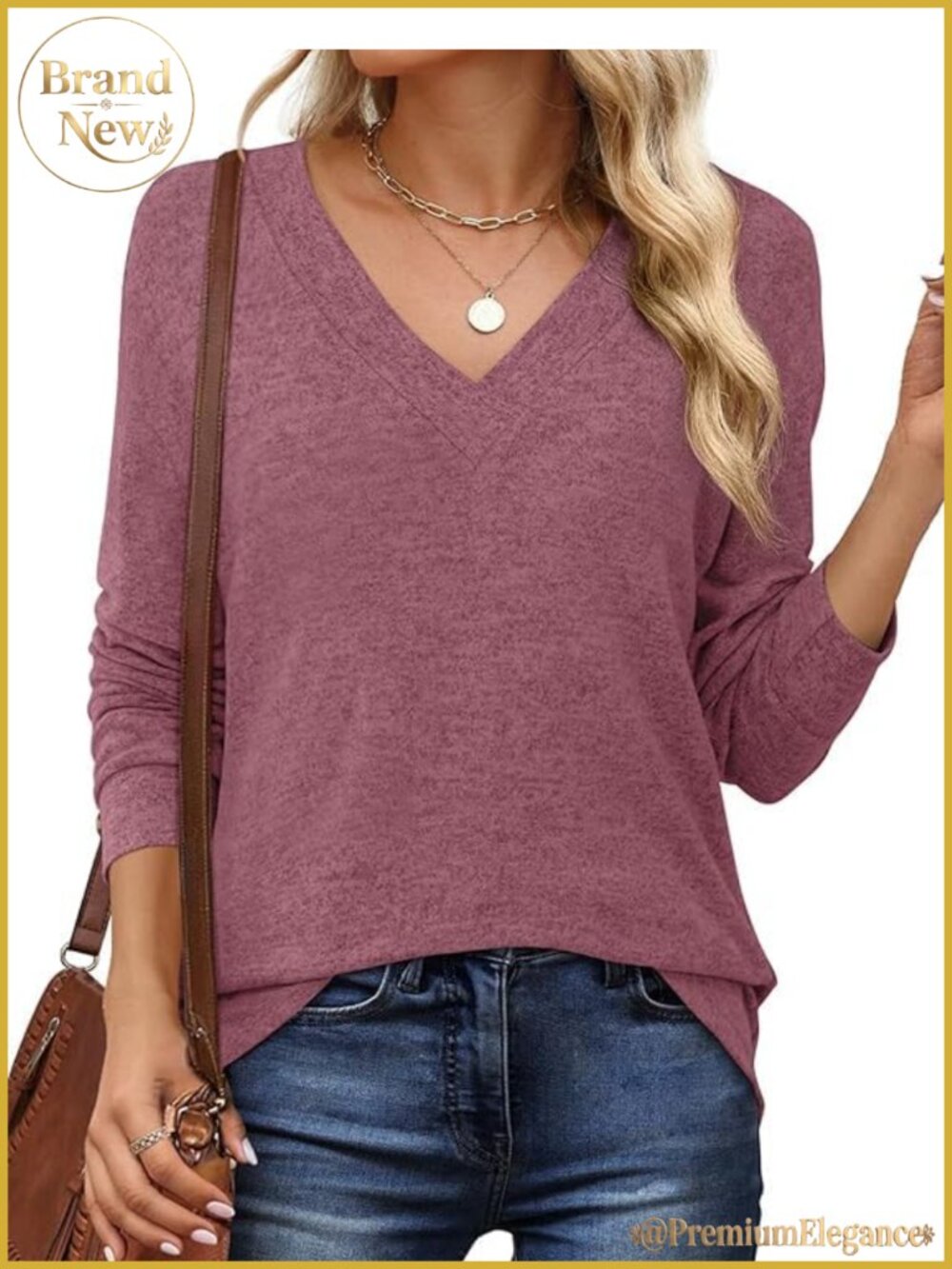 Women's V Neck Long Sleeve Tunic Top Casual Dressy Blouse